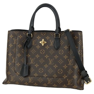 Used LOUIS VUITTON ルイヴィトン フラワートート モノグラム ブラック レザー 2WAYバッグ M43550