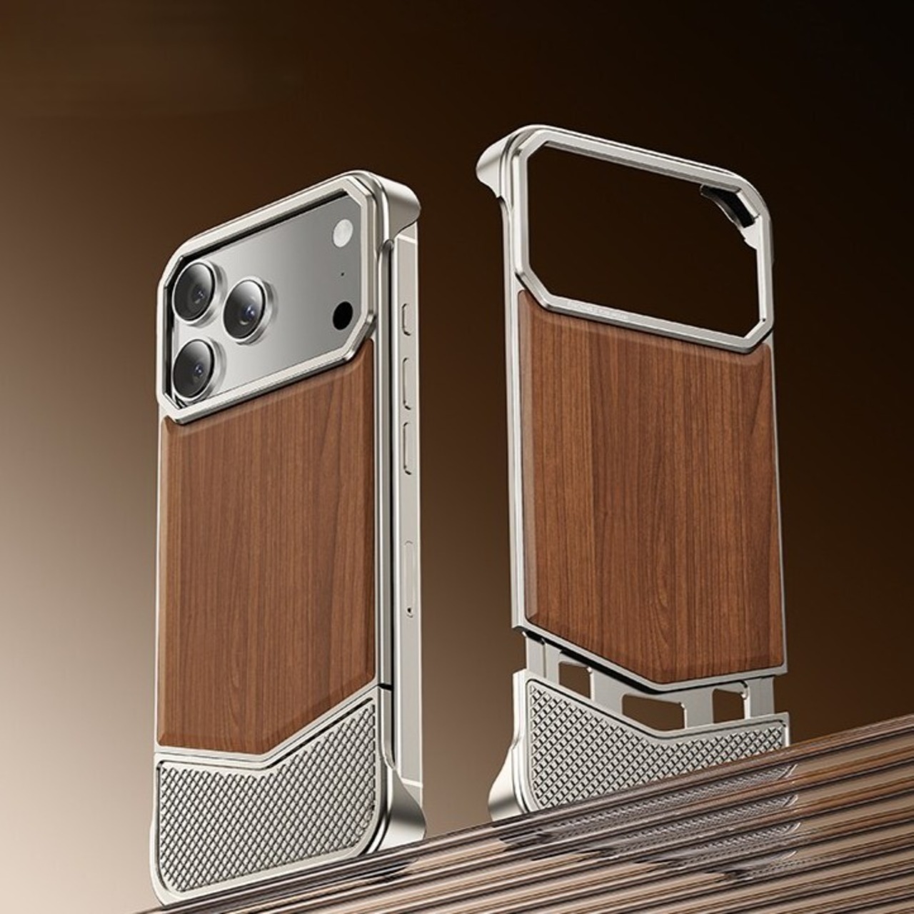 ◆iPhone 17Pro/17Pro Max◆ Wood &Aluminum Slide Phone Cover / ウッド & アルミニウム スライド スマホケース