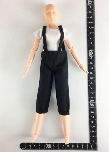 ドール服 1/6 女性用27 半袖白Tシャツ&サスペンダーパンツ STK 18220 - 画像1