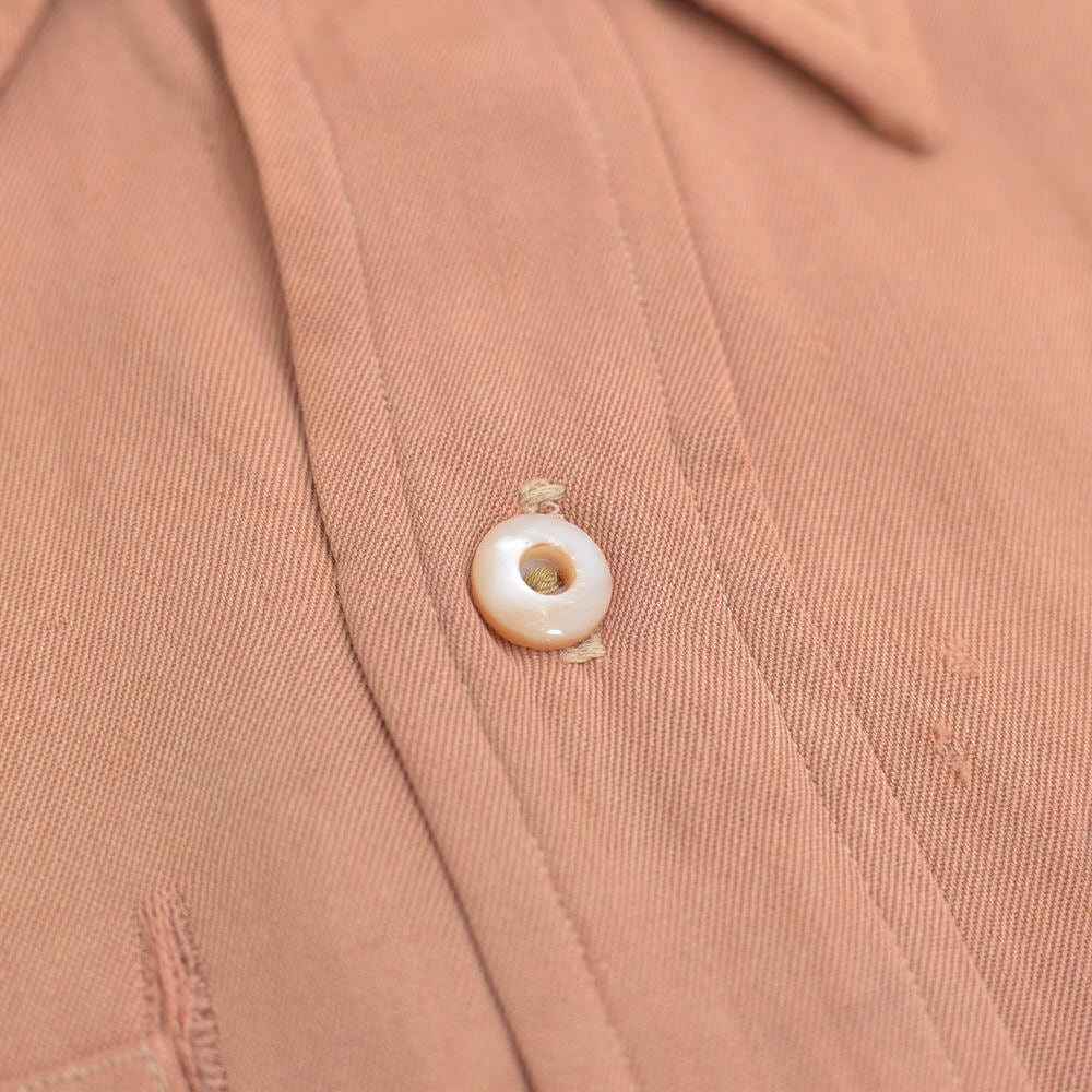 40～50s Vintage レーヨンシャツ マチ付き 長袖 ヴィンテージ ベージュ