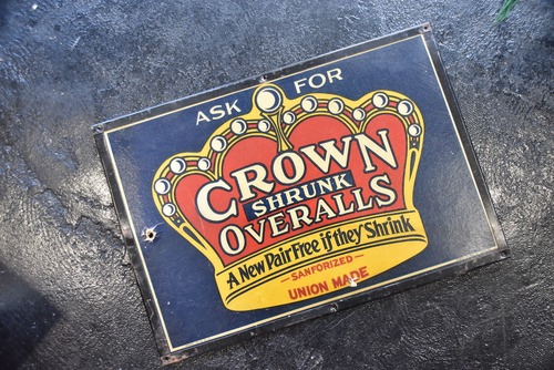 Vintage "CROWN OVERALLS" Advertising Signboard
