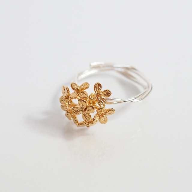 紫陽花のリング(silver×gold)