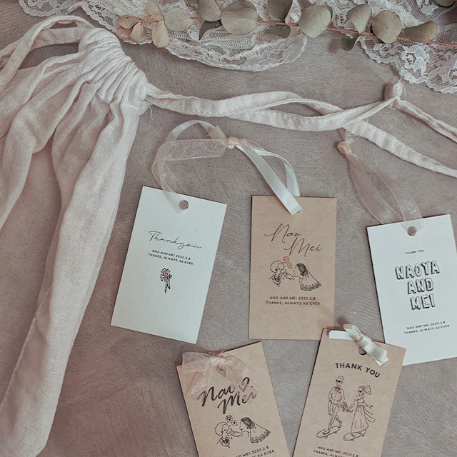 ウエディング　タグ　／　ハートイラスト　選べるカラー【80枚】