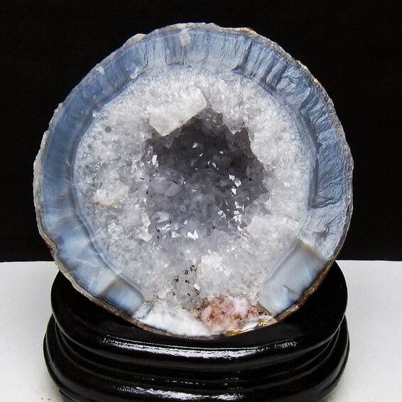 1.3Kg アゲート ジオード 原石 置物 台座付属 瑪瑙 メノウ 晶洞 一点物 181-4175