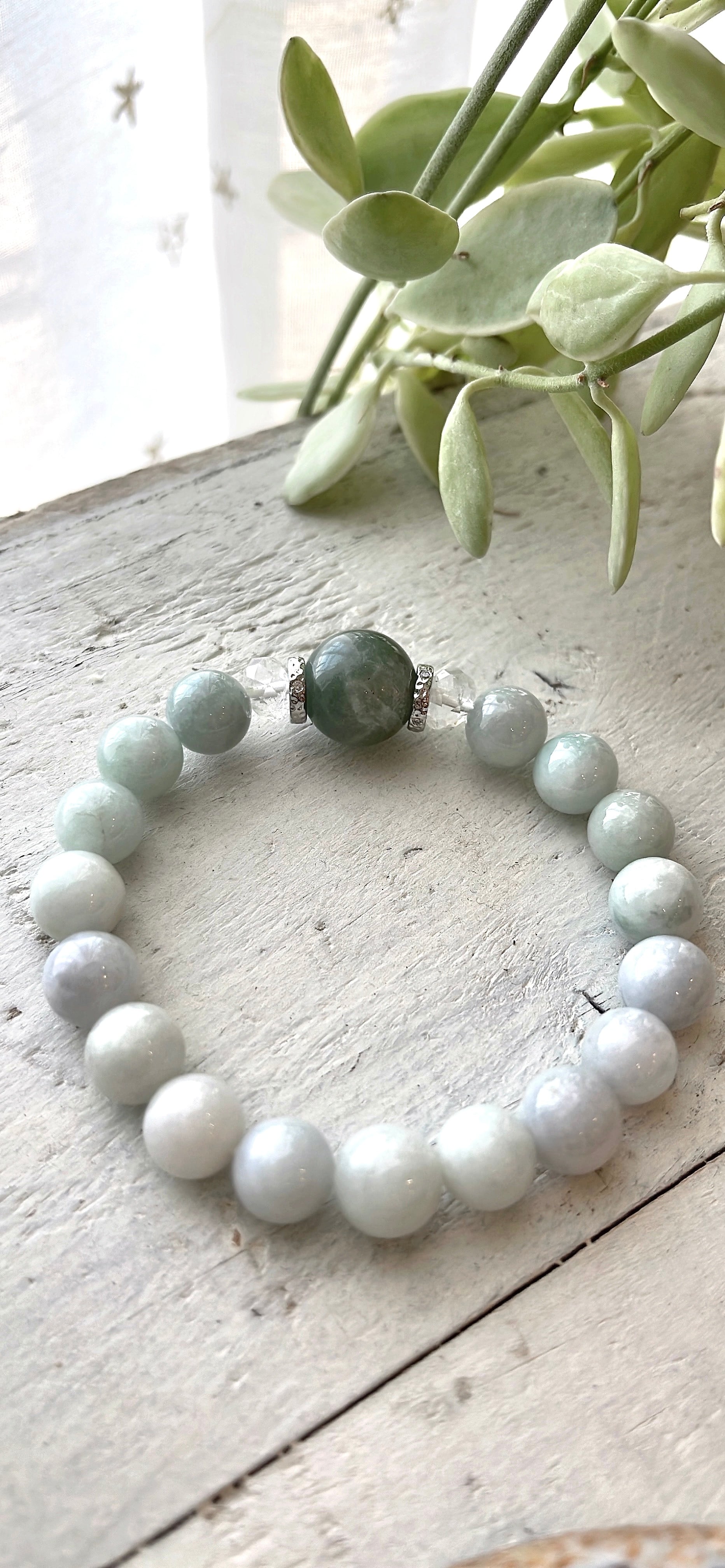 ⭐︎癒し力抜群⭐︎非加熱グリーンアクアマリンブレスレット | bluestar