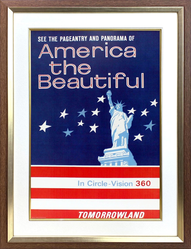 ディズニー テーマパーク「トゥモローランド/アメリカ・ザ・ビューティフル2」展示用フック付額装ポスター