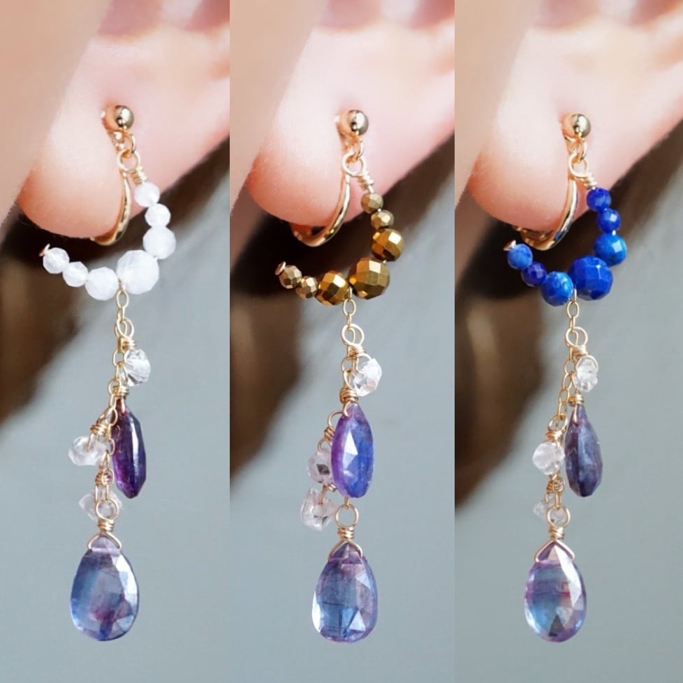 星降る三日月」ピアス イヤリング 天然石 ラピスラズリ ミスティック