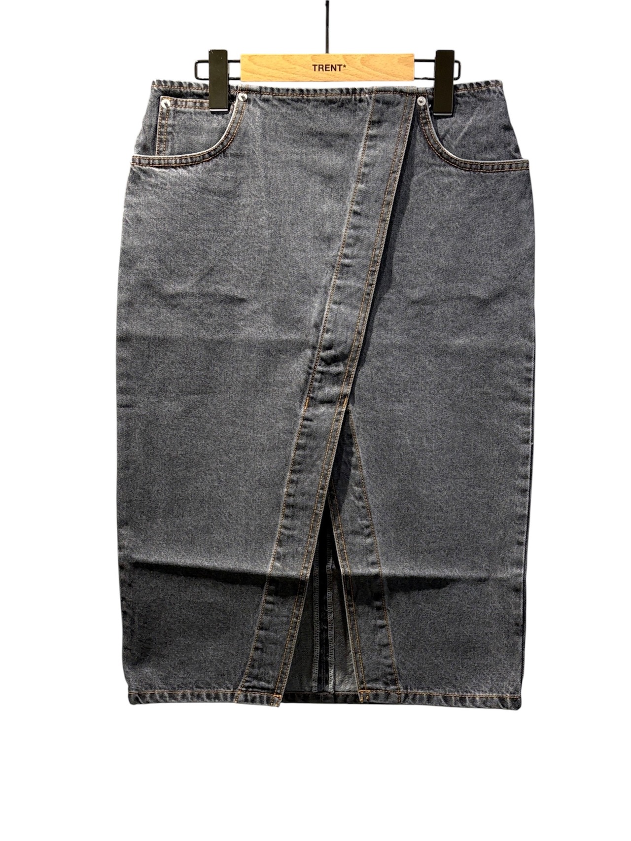 【26AW】push BUTTON プッシュボタン / デニムスカート / DIAGONAL SLIT DENIM SKIRT - 3