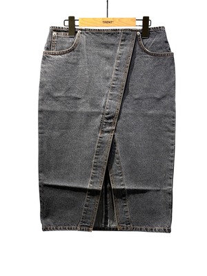 【26AW】push BUTTON プッシュボタン / デニムスカート / DIAGONAL SLIT DENIM SKIRT