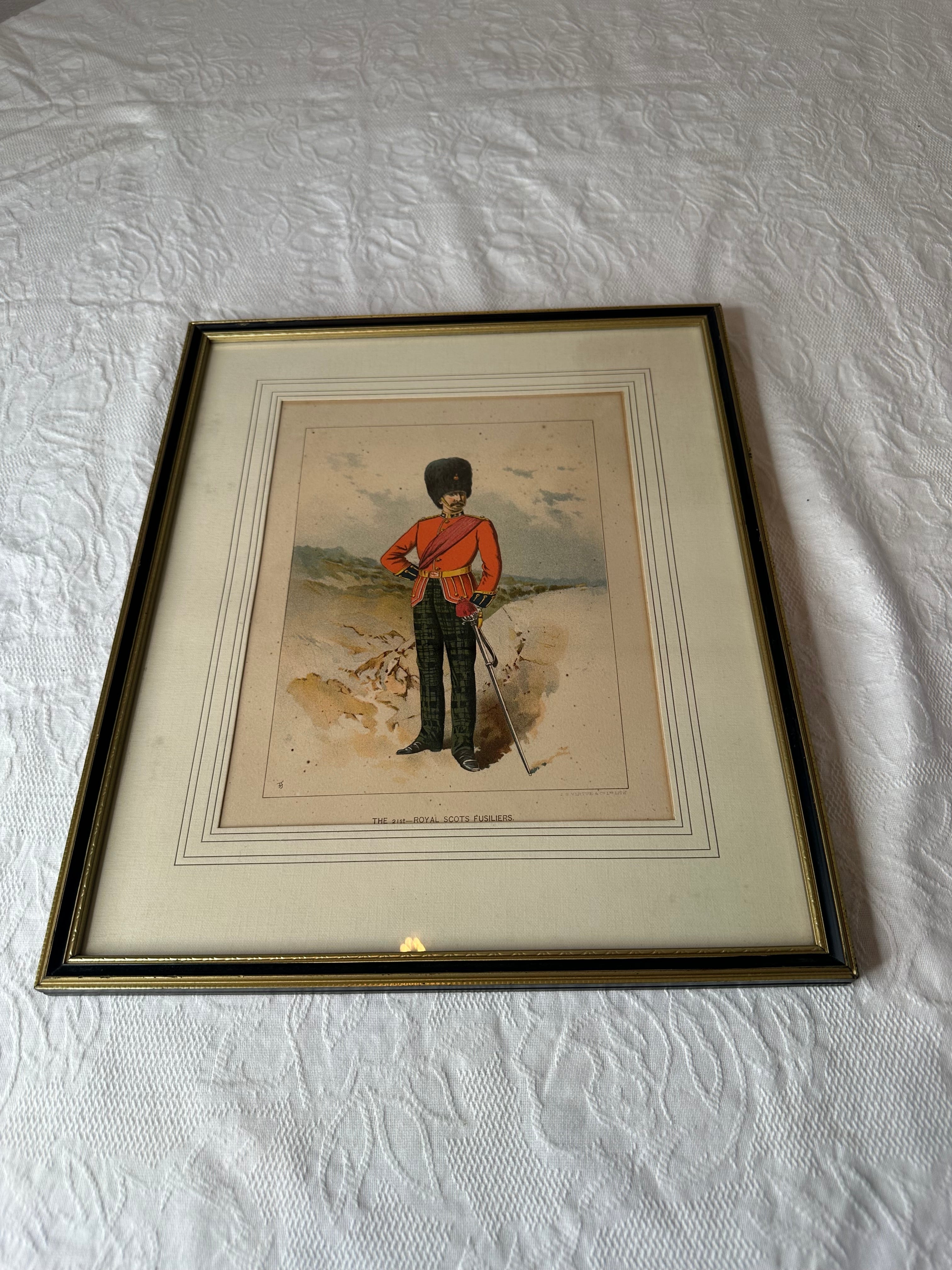 イギリス アンティーク  Scots Fusiliers リトグラフ イギリス アンティーク Royal Scots Fusiliers リトグラフ | VINTIQUES