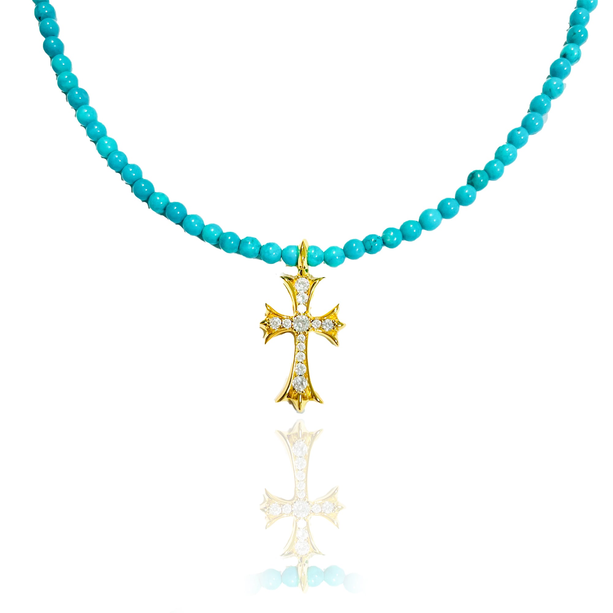 ターコイズゴールドクロスネックレス | StoneJewelry