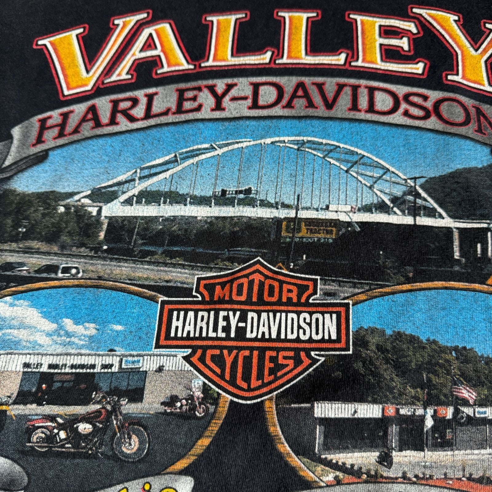 00s ハーレーダビッドソン 長袖 Tシャツ 袖プリント ファイヤー