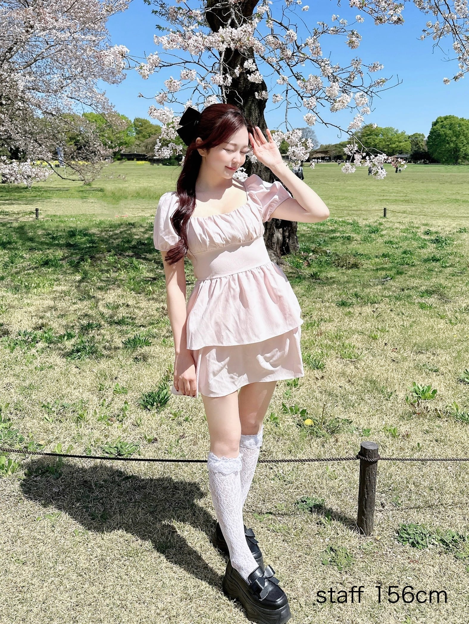 Renonqle】puff sleeve ribbon one piece (LAST2) | feellie