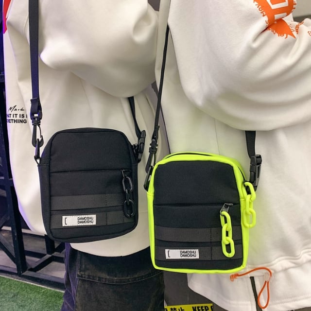 ミニ ショルダー バッグ メンズ 韓国 収納付き ブラック