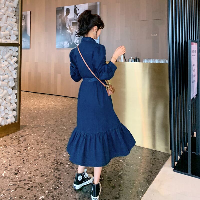 チェック柄 セミフレア ロング ワンピース フレアワンピース ロング丈