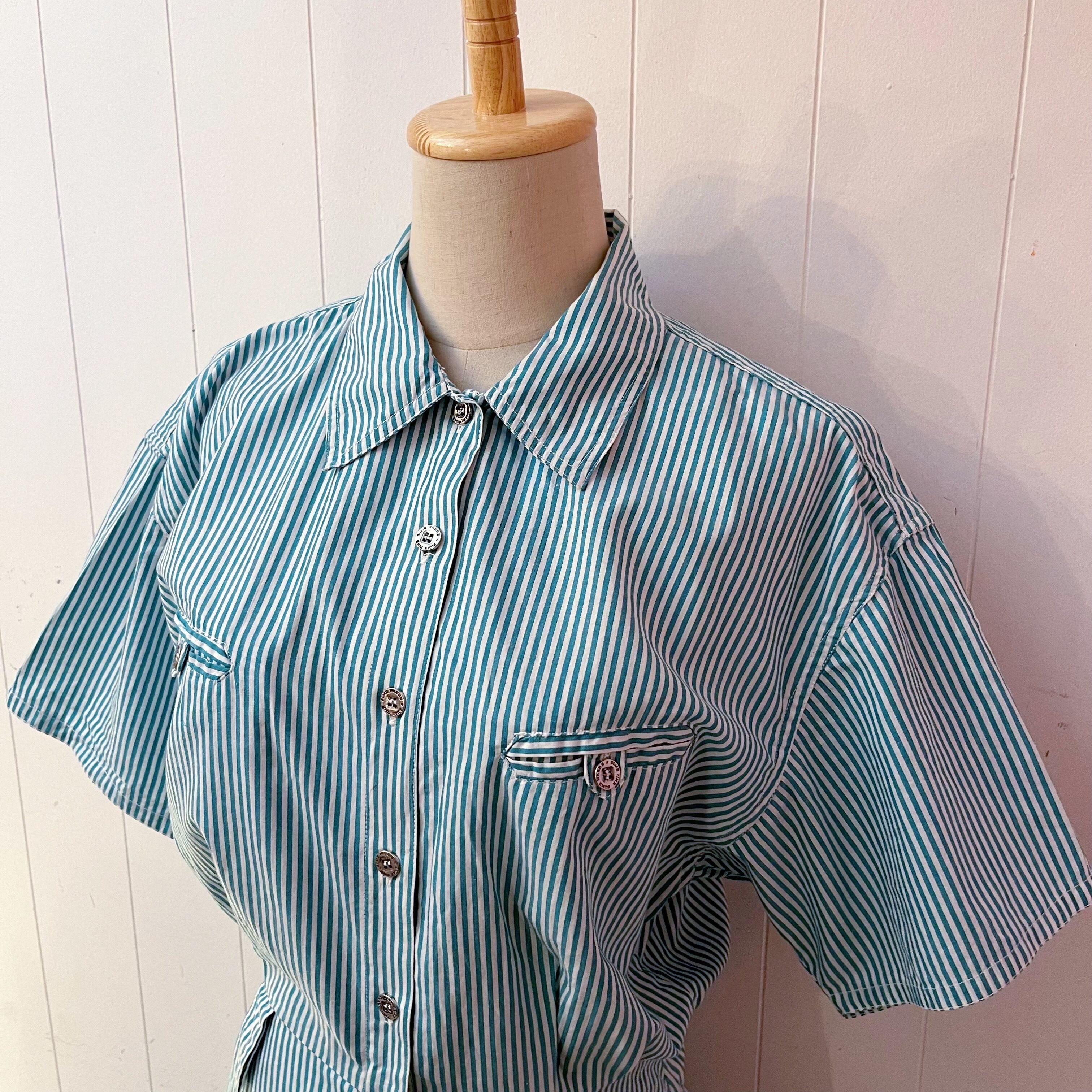 green stripe shirt one-piece