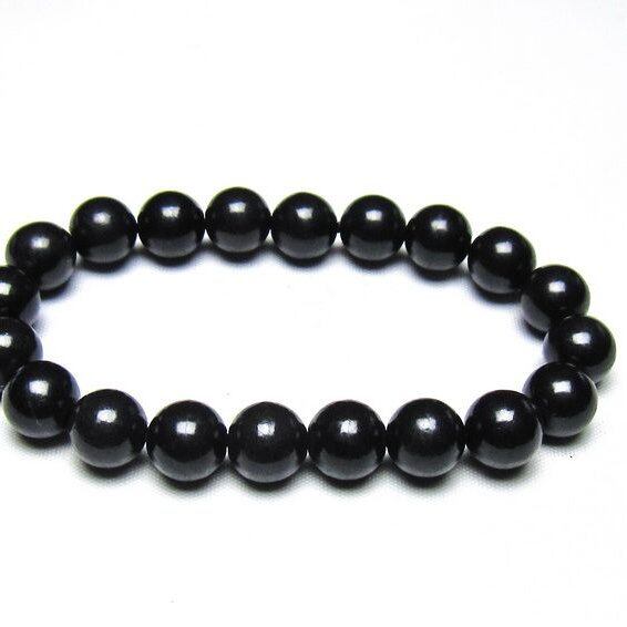 シュンガイト ブレスレット 10mm 一点物 メール便可 111-49712