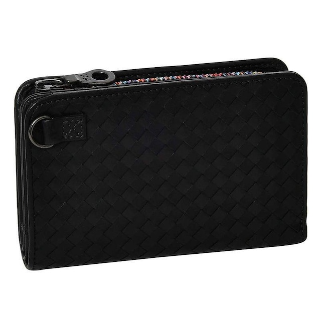 Mesh horse leather middle wallet
