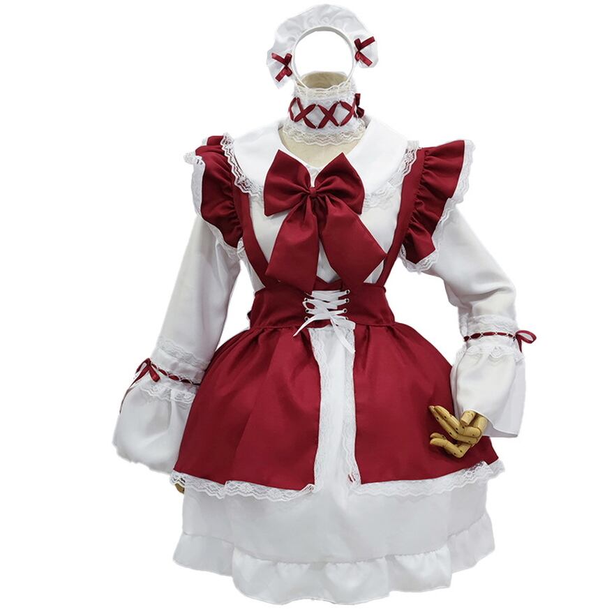 メイド服 セットアップ 5点セット 編み上げ レースアップ トランペット