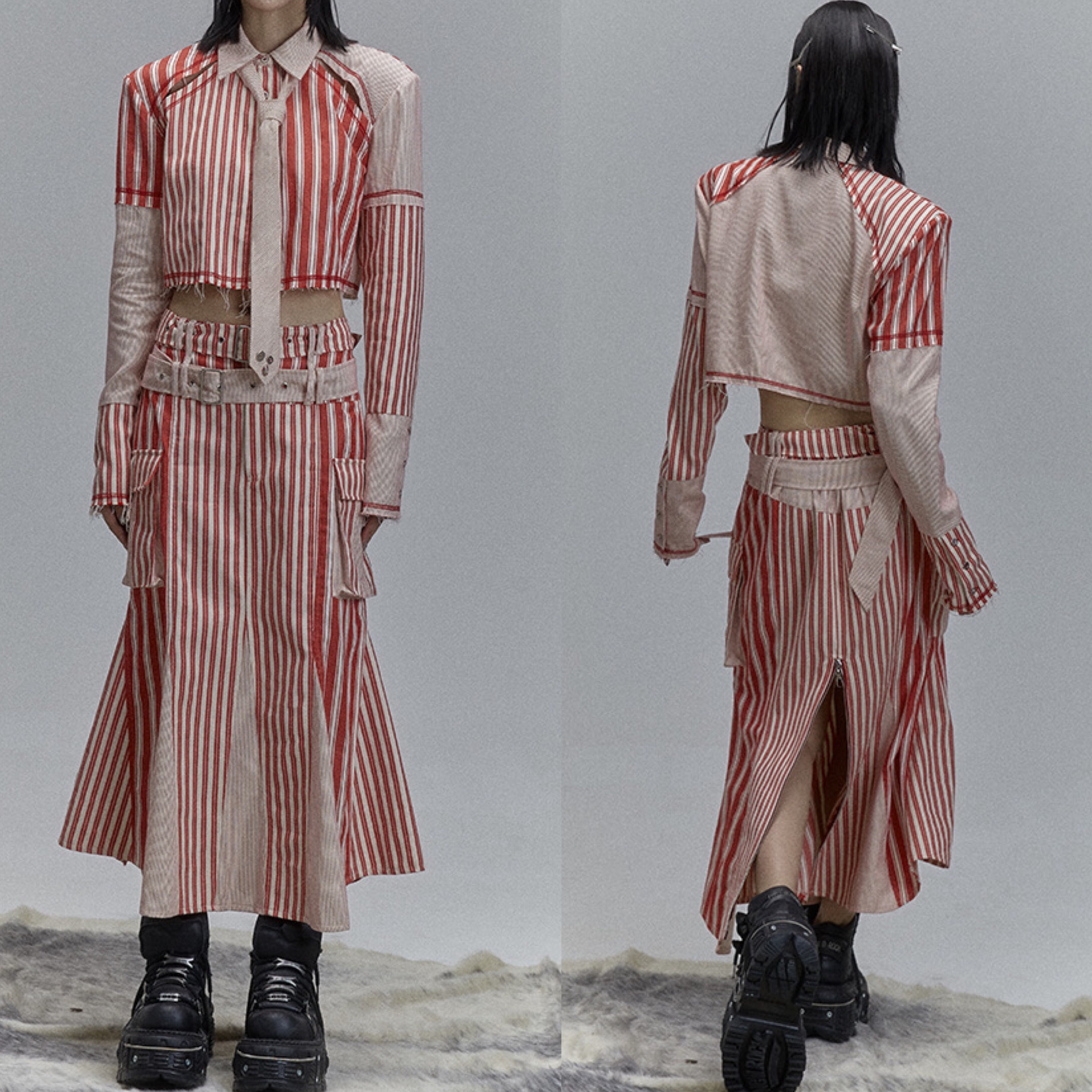 スカート 】赤 ストライプ チェック ボーダー ボトムス ロック パンク