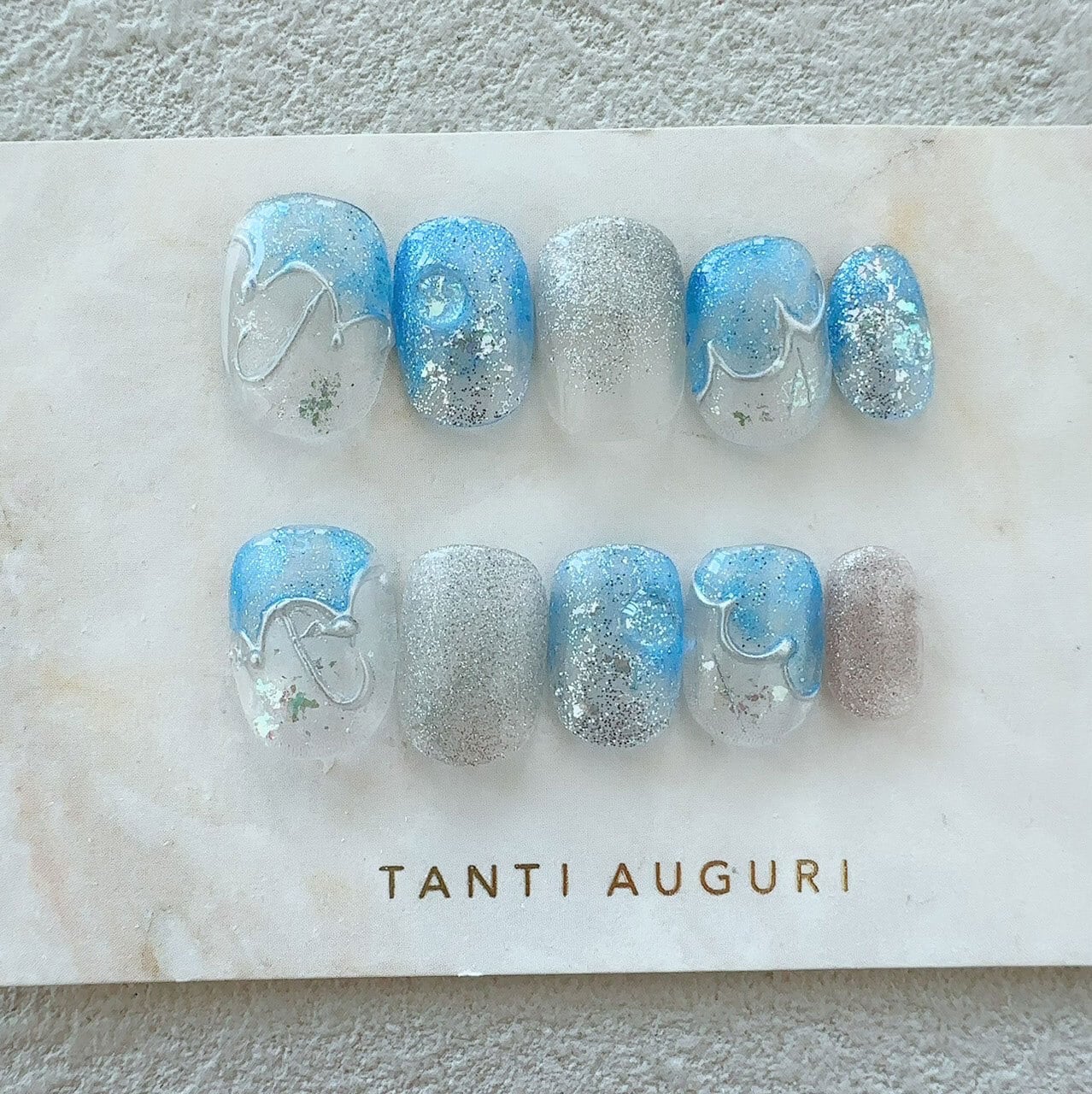 つゆ様✾ネイルチップ ネイルチップ紫陽花梅雨3Dてるてる坊主