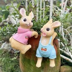 うさぎ 置物 2匹セット ガーデン オブジェ お庭 ガーデニング ウサギ 兎 オーナメント 置き物 ラビット かわいい ペア