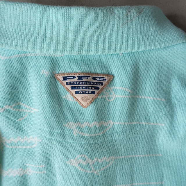 "Columbia PFG" uesd Rope pattern polo shirt
