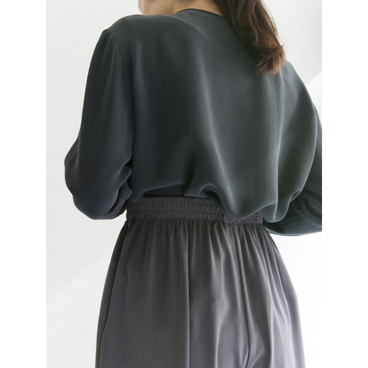 【DANA BUCHMAN】Collarless silk blouse（ディナバックマン ノーカラーシルクブラウス シャツ）5b