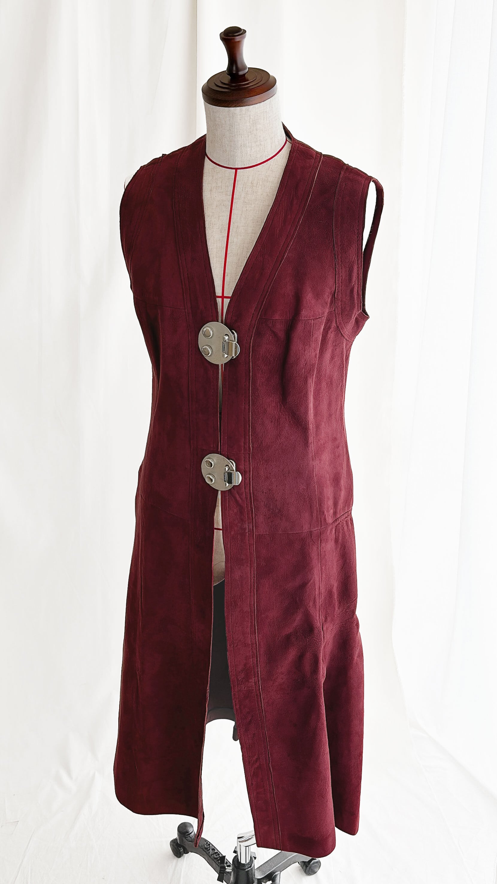 60s-70s Vintage Leather Long Vest | ORIENT MILLINERY