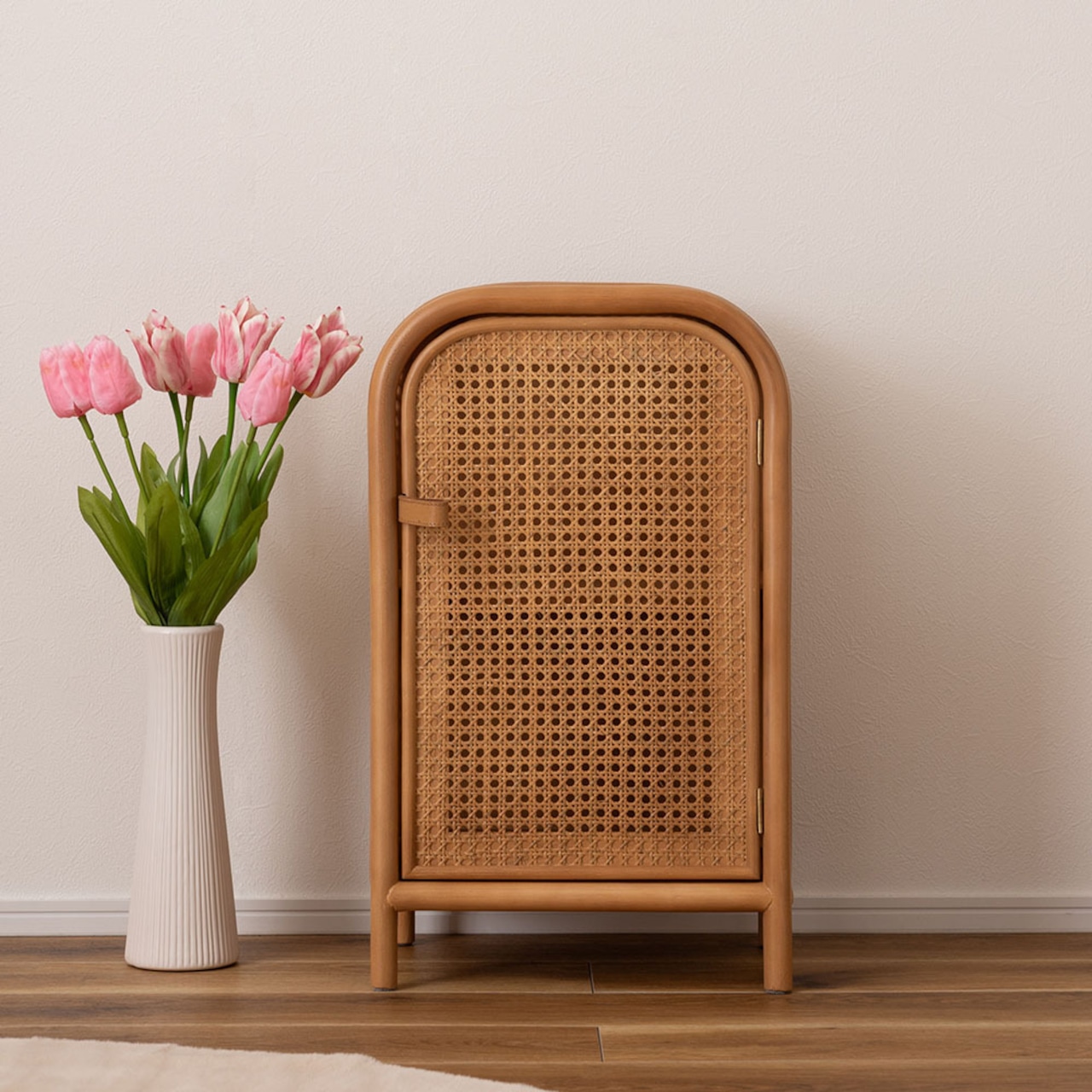 ラタン キャビネット コンパクト チェスト 扉付き