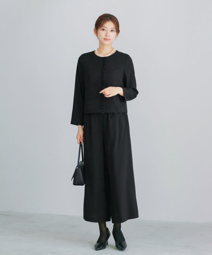 最強配送】喪服・礼服【洗えるフォーマル】フリルノーカラージャケット