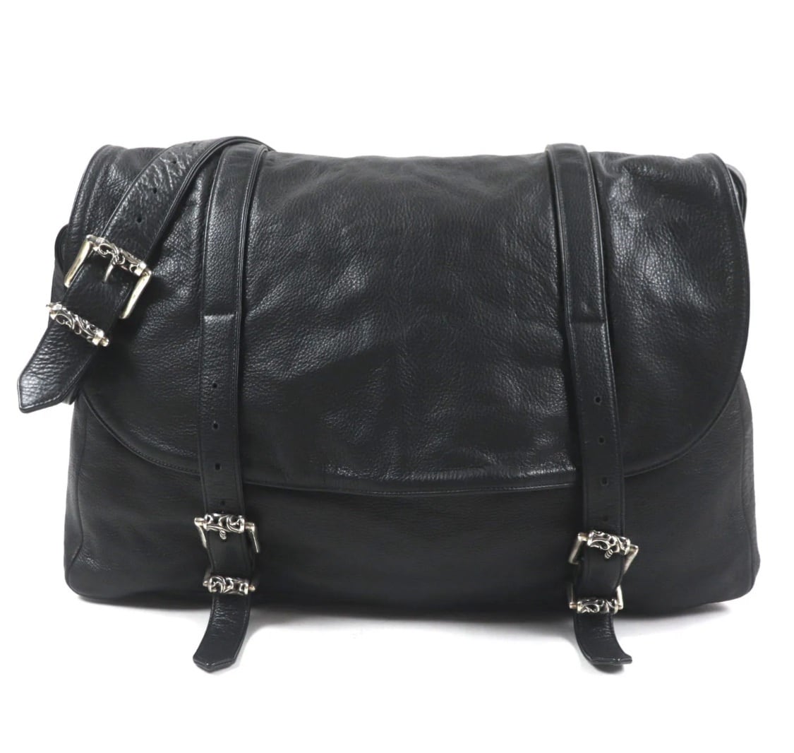 CHROME HEARTS クロムハーツ G BENSIMONE ミディアム ローラーバックル フラップ式 ダガージップ レザー ショルダーバッグ