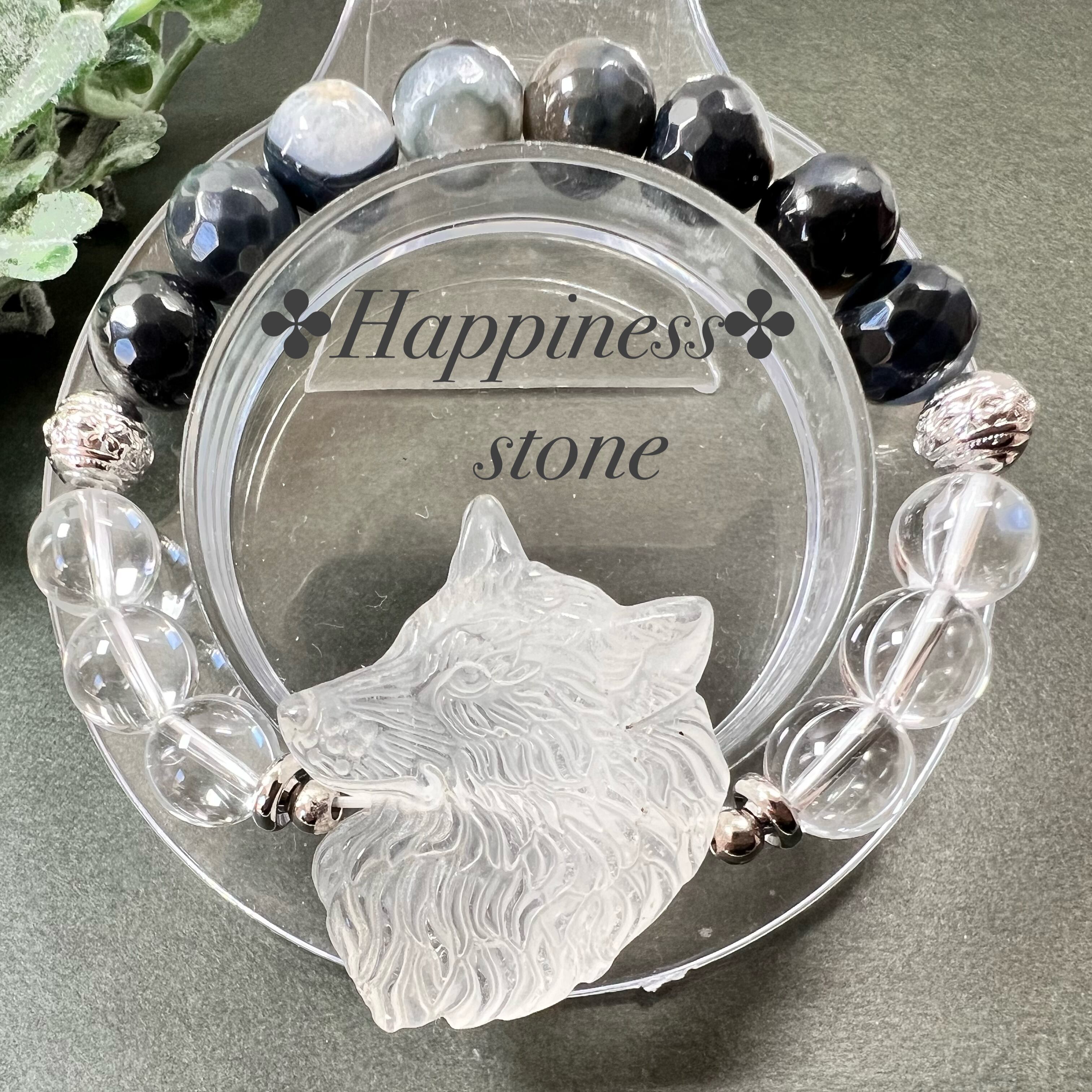 【ユニセックス・水晶オオカミブレスレット】♥送料無料♥天然石 パワーストーン