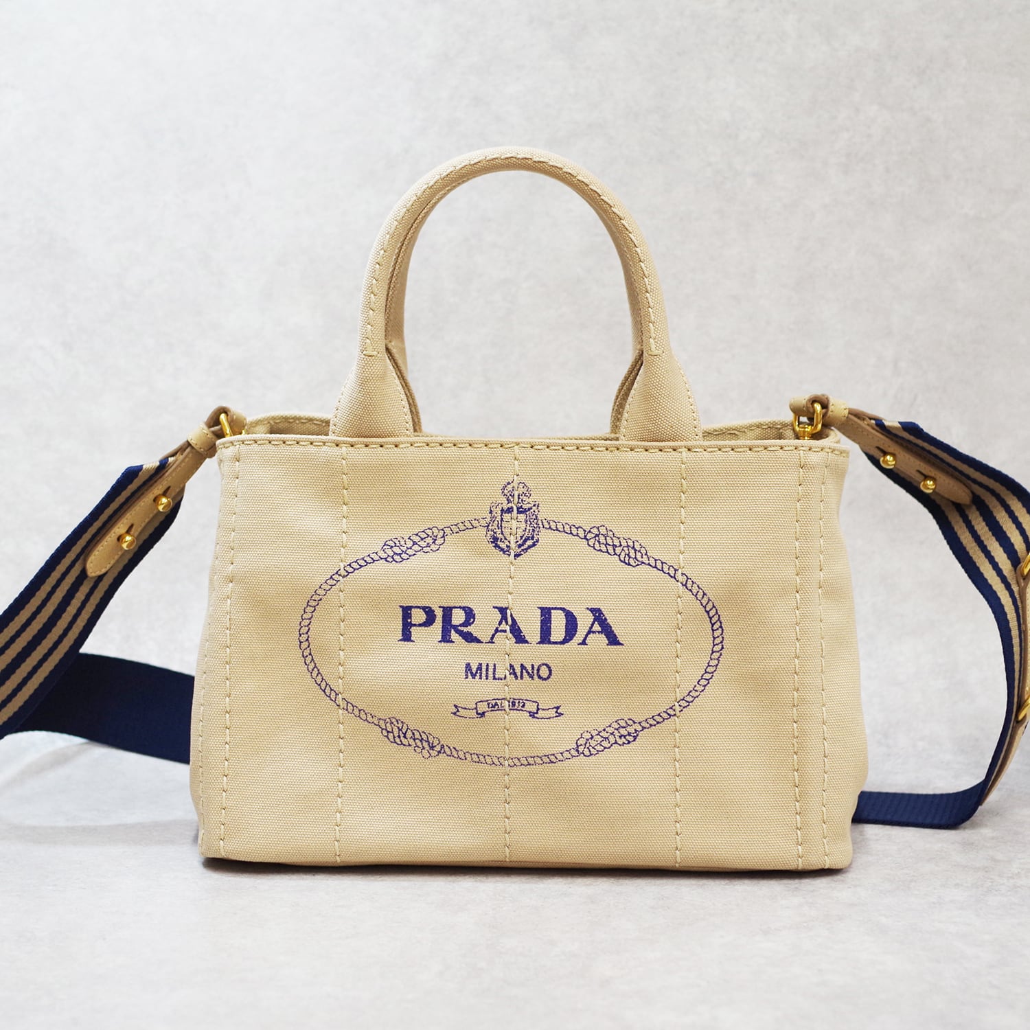 PRADA プラダ カナパ トートバッグ Mサイズ キャンバス ベージュ