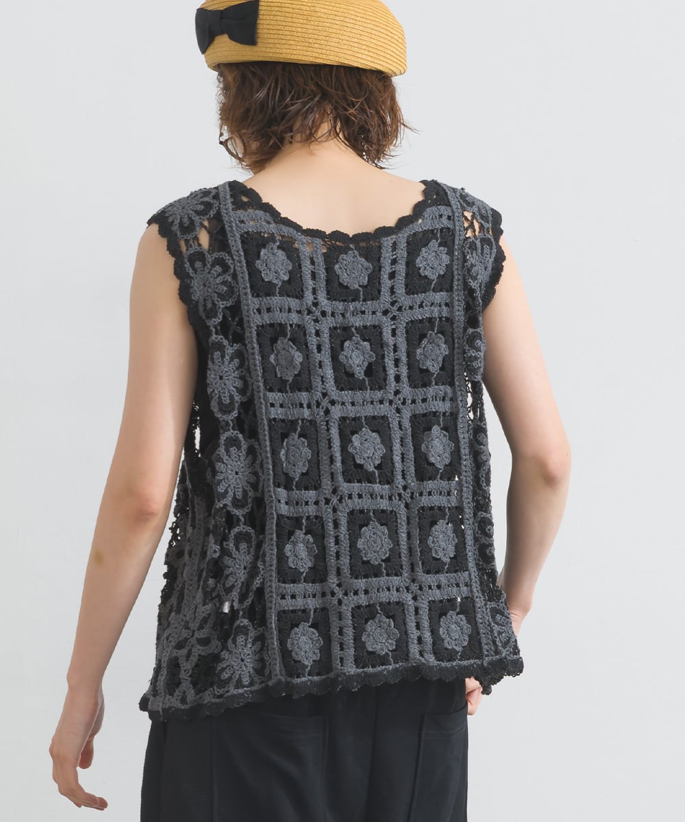 D261114 クロシェモチーフ2WAYベスト / Crochet Motif 2WAY Vest (残り