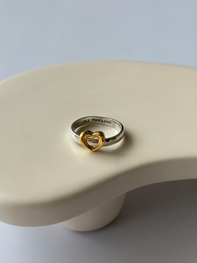 S925  バイカラーハートラインリング
