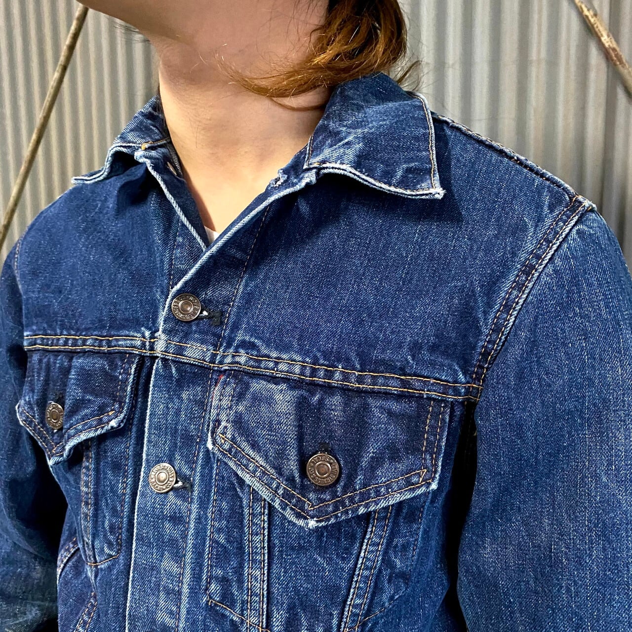 年代 Levi's リーバイス BIG E  4th デニムジャケット メンズS相当 古着 s ヴィンテージ ビンテージ ビッグE  トラッカージャケット 濃色デニムジャケットVTGAL   cave 古着屋公式古着通販サイト