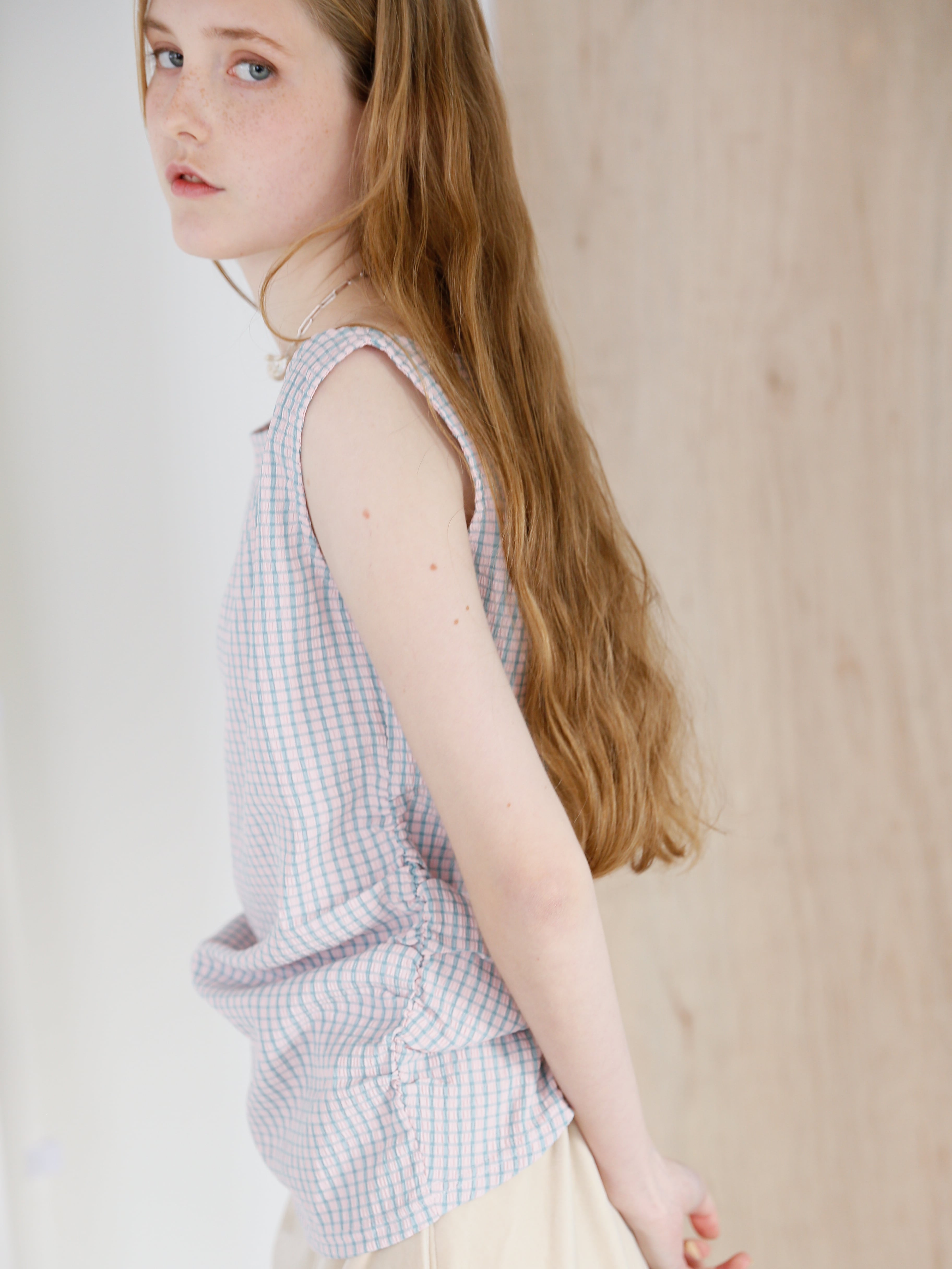 KATRIN TOKYO ボートネックチェックトップスM ピンク boat neck check tops | Katrin TOKYO