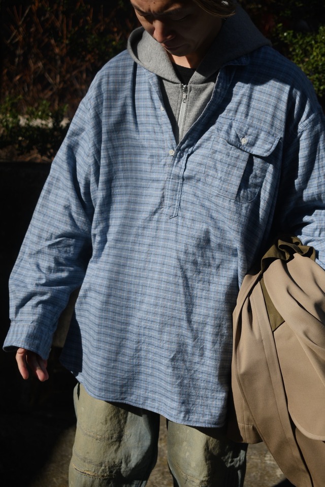 INDIVIDUALIZED SHIRTS / Ex Cotton Casemere pullover shirt (Blue graph check)