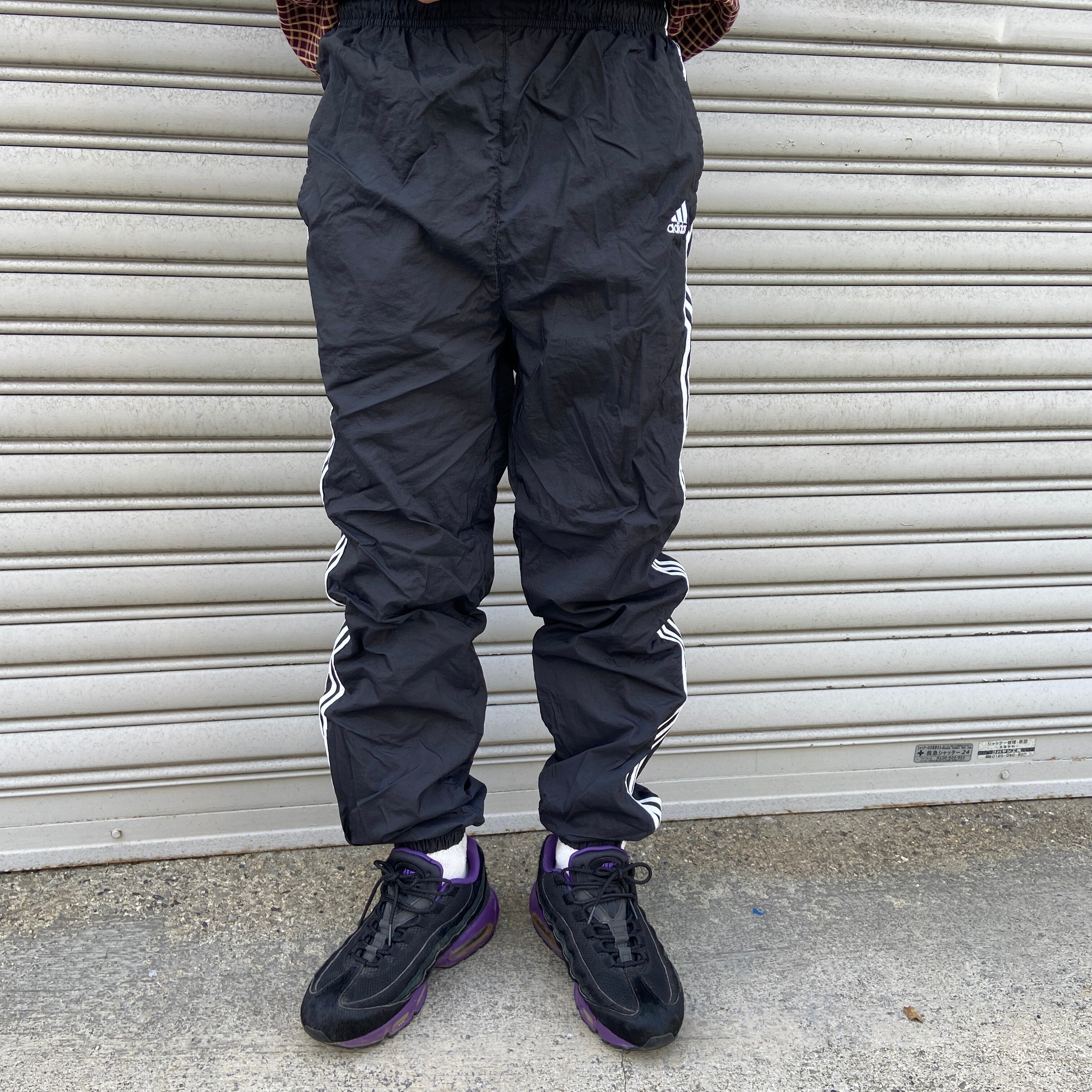 送料無料』90s adidas ナイロントラックパンツ パフォーマンスロゴ 