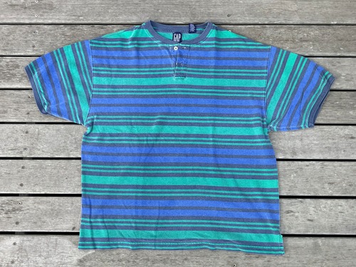 90s OLD GAP BORDER HENLEY TEE
