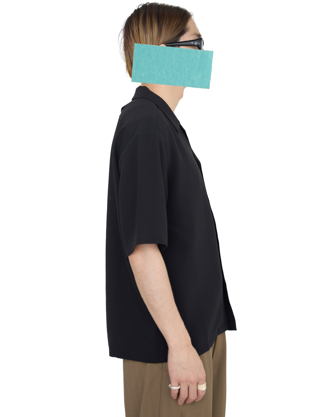 ROTOL "Fluid Open Collar Shirt 〔BLACK〕"