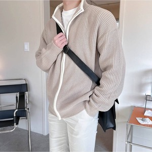 バイカラージップアップニットカーディガン　MT0080069