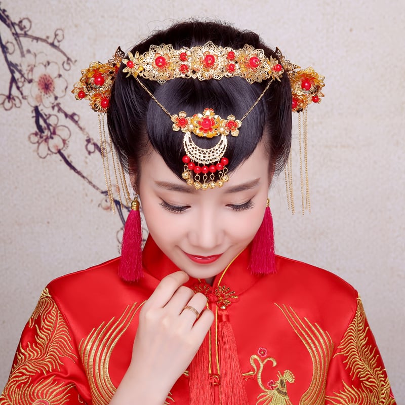 4点セット中国風髪飾りセット 中華風古代宮廷唐装・漢服用アクセサリー