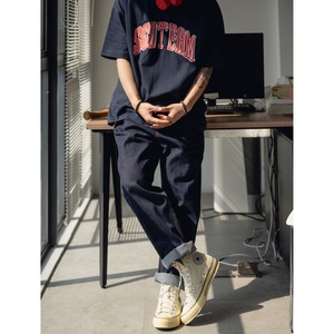 Straight roll up denim pants 0774
