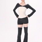 ブラックストライプニット ストライプニット パンツ L1264