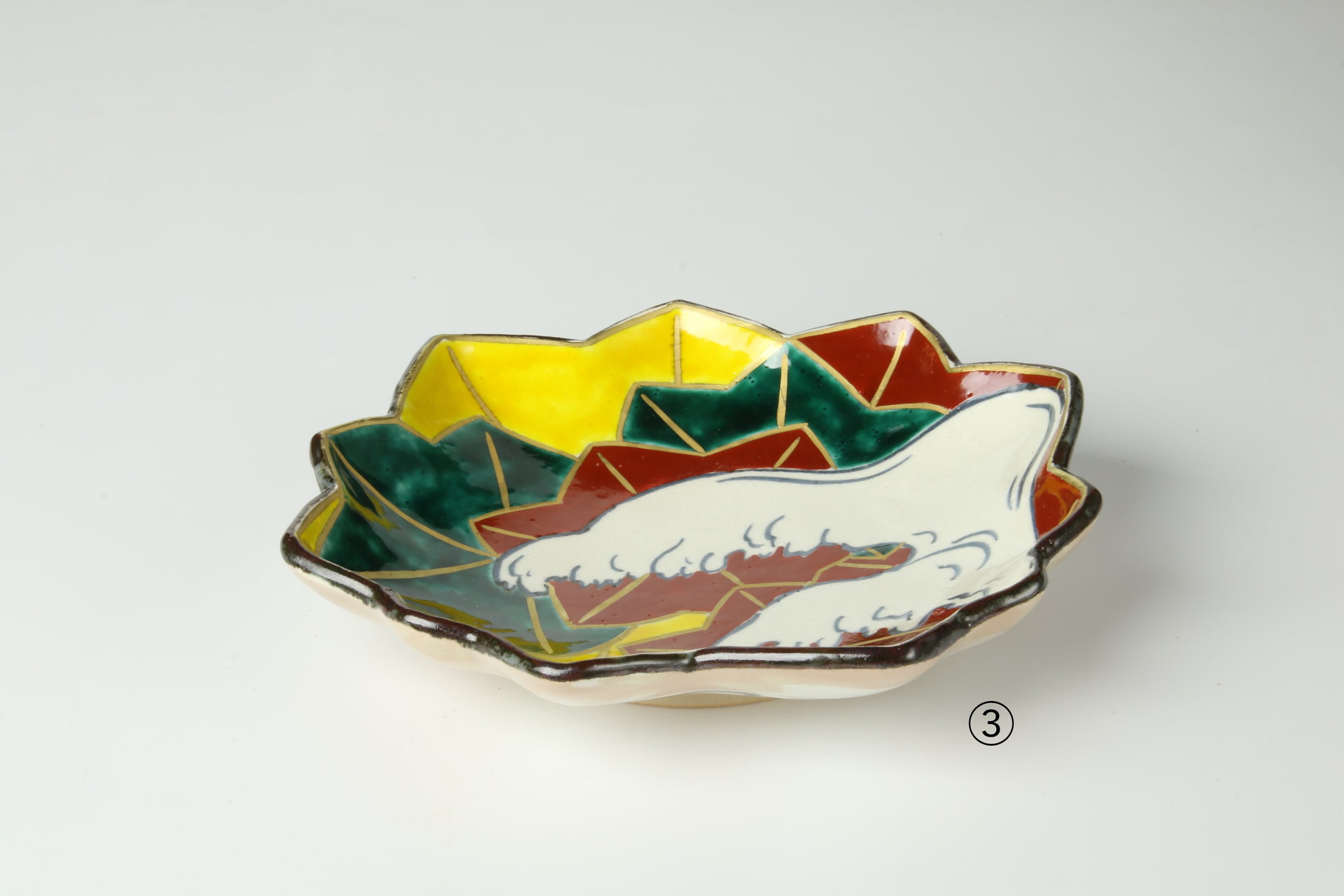 乾山写呉須入り竜田川文向付7種7色絵がわり 7客 清水焼 京器 懐石向付