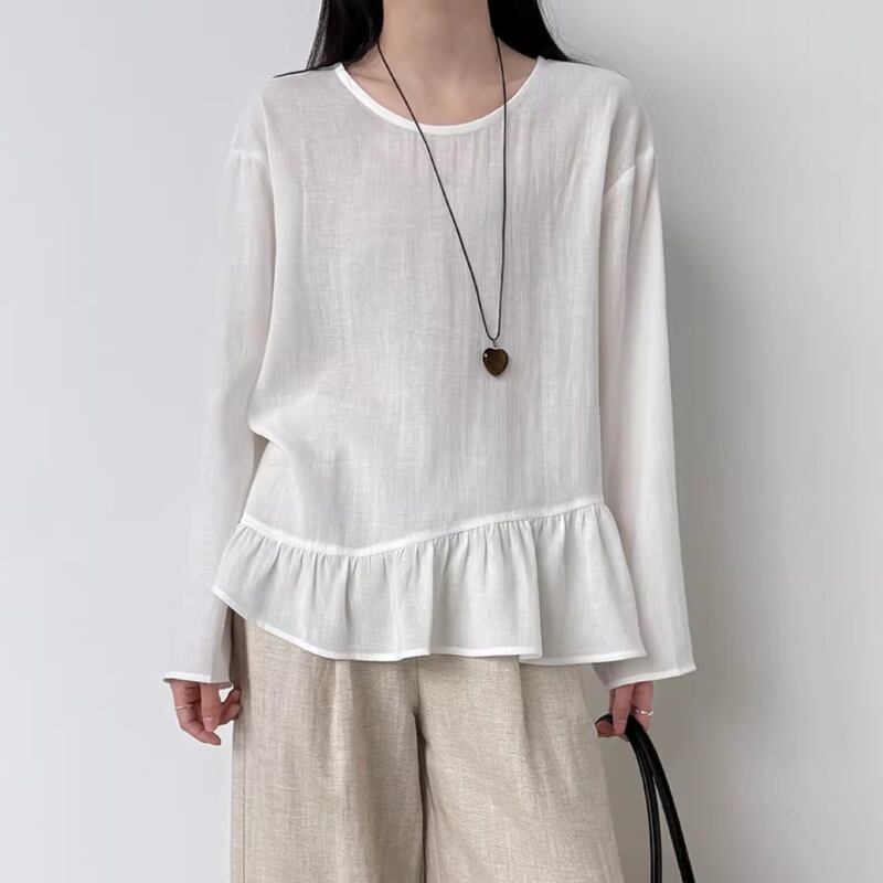 裾フリル 切り替えカットソー N00343