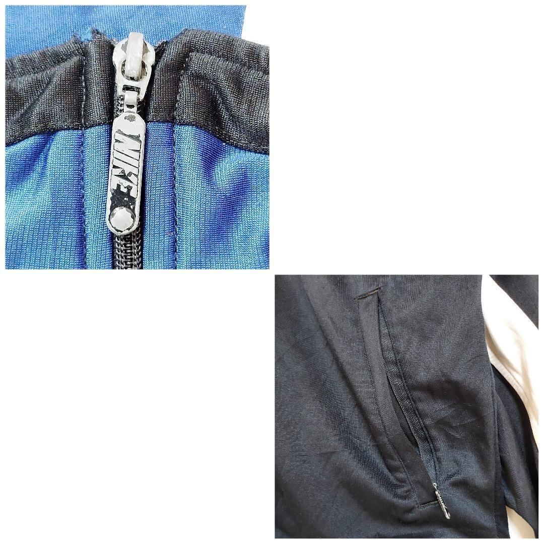 NIKE ナイキ トラックジャケット 2XL 黒ブラック青 刺繍ロゴワンポイント