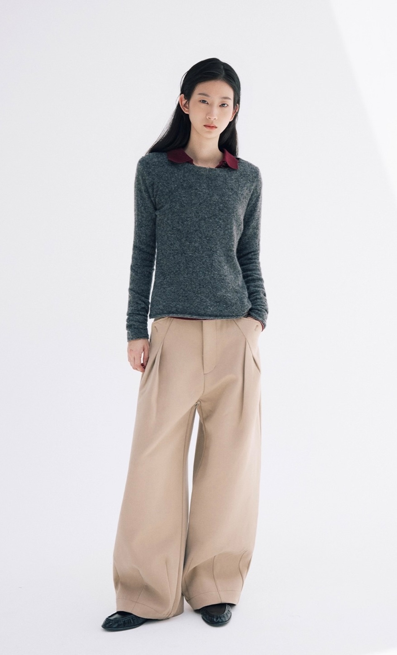 NORYBRAND Pleated A-line Wide Trousers
